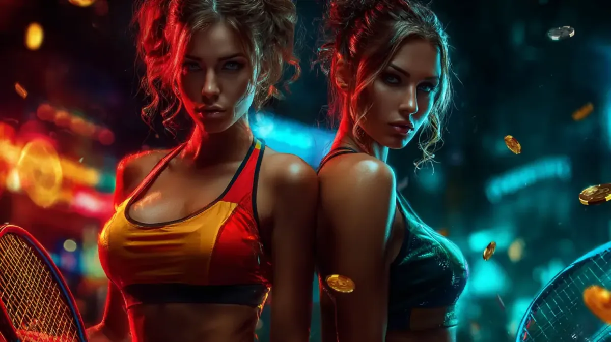 Dois boxeadores musculosos, um negro e um branco, se encarando intensamente com as testas juntas antes de uma luta, com luvas de boxe e em um ringue com luzes de arena ao fundo