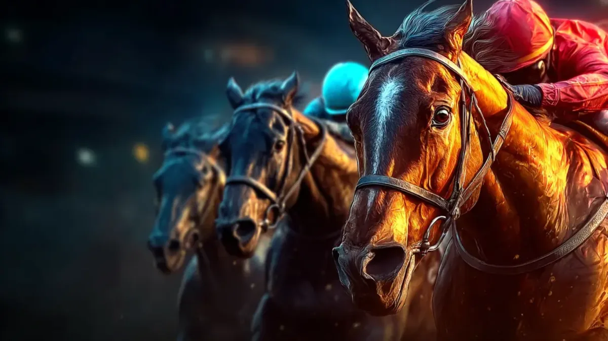 Duas mulheres atléticas em trajes esportivos, uma em amarelo e vermelho e outra em azul, posando com raquetes de tênis em um ambiente escuro com iluminação dramática e moedas flutuantes