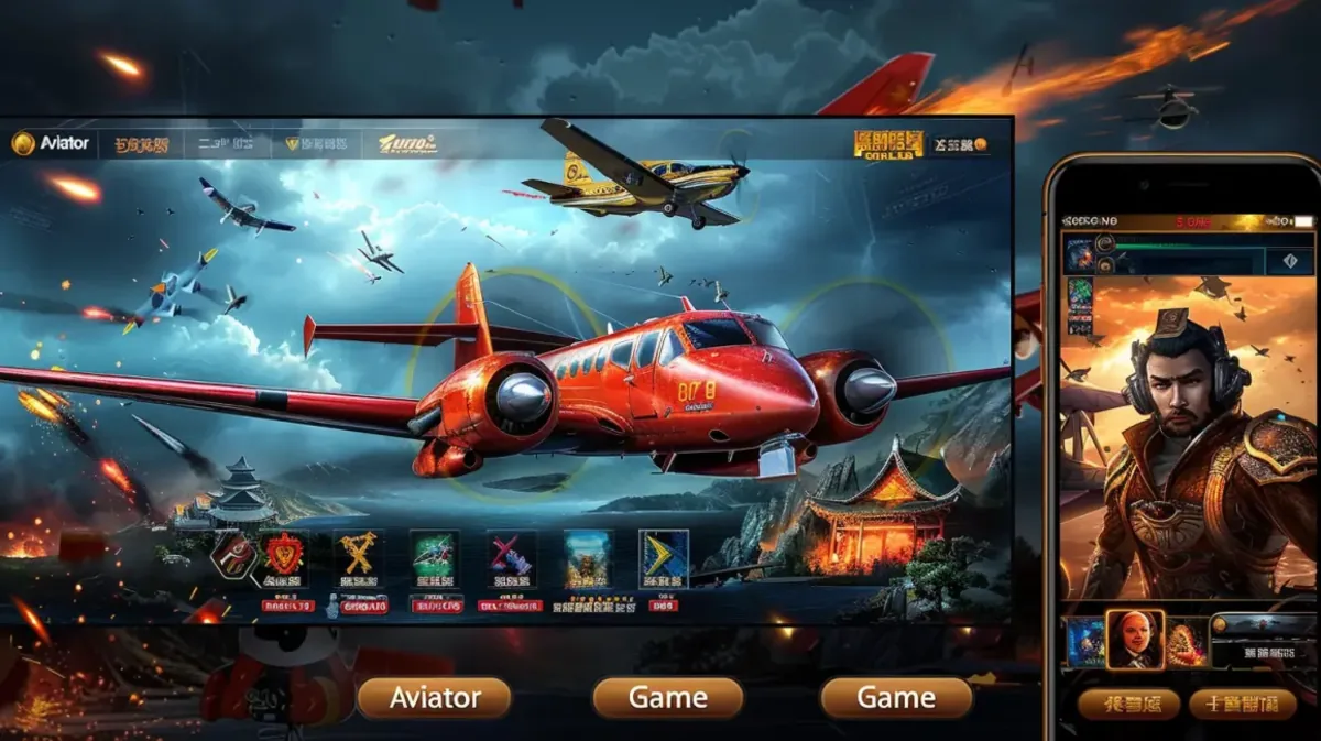 A interface do jogo Aviator exibida em uma tela de tablet e em um smartphone, mostrando a compatibilidade do jogo em diferentes dispositivos